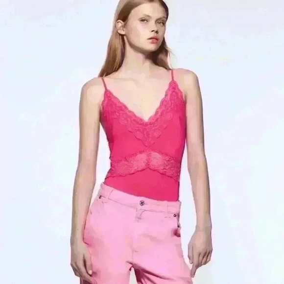 Zara pink  lace bodysuit - Picture 1 of 11